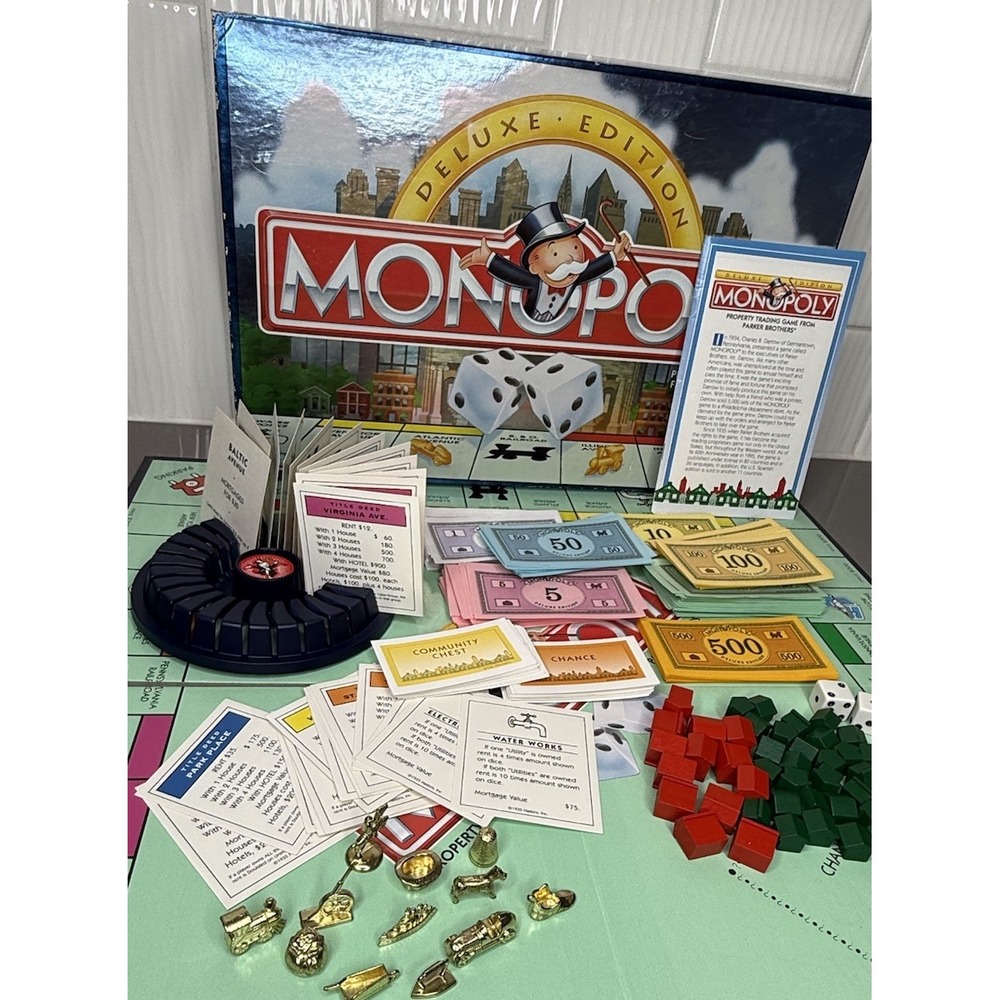 Vintage MONOPOLY Deluxe Edition 1998 Board Game Parker Brothers COMPLETE VGUC